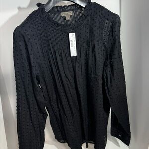 NWT J Crew Black Swiss Dot Long-Sleeve Blouse Size 8